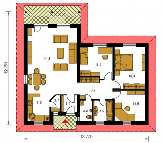Floor plan of ground floor - BUNGALOW 4